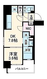 ザ・大阪レジデンス備後町 1DKの間取図画像