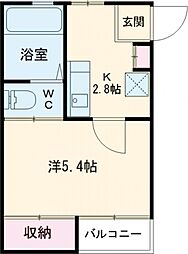 JR山手線 田端駅 徒歩16分の賃貸アパート 2階ワンルームの間取り