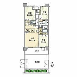 リストレジデンス桜新町 2階3LDKの間取り