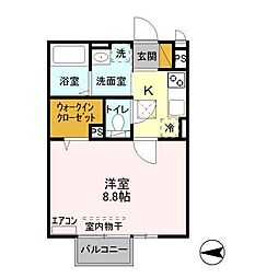 東武野田線 豊四季駅 徒歩4分の賃貸アパート 2階1Kの間取り