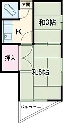 マスダ荘 1階2Kの間取り