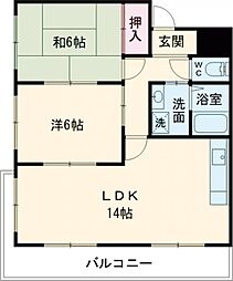 JR東海道・山陽本線 千里丘駅 徒歩5分の賃貸マンション 1階2LDKの間取り
