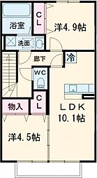 チェリーウェル 2階2LDKの間取り