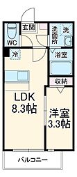 つくばエクスプレス 南流山駅 徒歩12分の賃貸アパート 2階1LDKの間取り