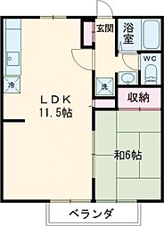 コートナカミチＣ 1階1LDKの間取り