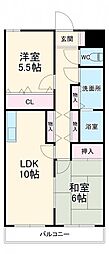 ロイヤルメゾンIV 3階2LDKの間取り