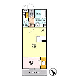 JR武蔵野線 吉川駅 徒歩8分の賃貸アパート 1階1LDKの間取り