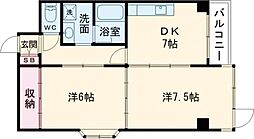 エントピア嵐山 3階2DKの間取り