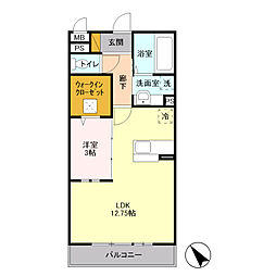 ヘリオス吉川美南　クロノス 1階1LDKの間取り