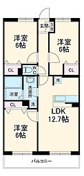 コートブリーズ船橋中山 4階3LDKの間取り