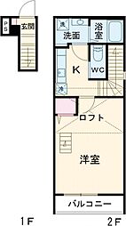 コートヤード砧 2階1Kの間取り
