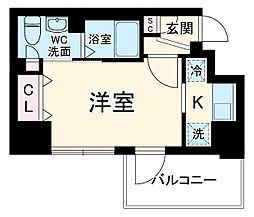グランカーサ市川国府台 7階ワンルームの間取り