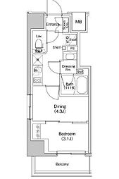 ザ・パークハビオ川口 1DKの間取図画像