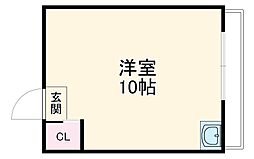 愛知高速東部丘陵線 杁ヶ池公園駅 徒歩10分の賃貸マンション 4階ワンルームの間取り