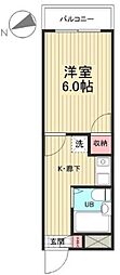 フレール 1Kの間取図画像
