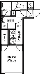 ルーデンス常盤台III 2階1Kの間取り