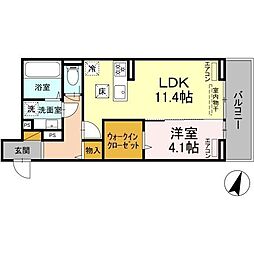 アヴァンスコート弐番館 1LDKの間取図画像