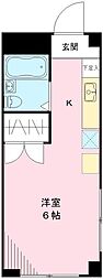 グリーンネスめじろ台 2階ワンルームの間取り