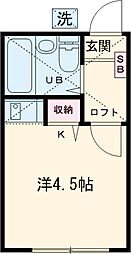 京王線 調布駅 徒歩19分の賃貸アパート 1階ワンルームの間取り