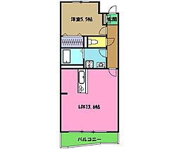 プレミアムコートみなみ野II 1階1LDKの間取り