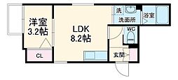 JR中央本線 新守山駅 徒歩5分の賃貸アパート 2階1LDKの間取り