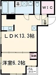 ミヤコウエスト 2階1LDKの間取り