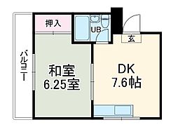 磯部ビル 1DKの間取図画像