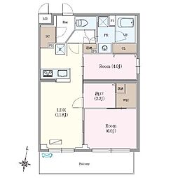 西武池袋線 練馬高野台駅 徒歩14分の賃貸マンション 2階2SLDKの間取り