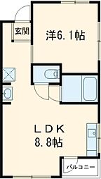 ルペール壱番館 2階1LDKの間取り