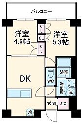 ディームス横濱神之木台 2DKの間取図画像