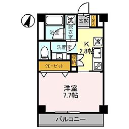 アース 2階1Kの間取り