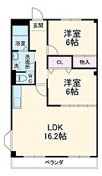 ファミールＩＢＩＣ 3階2LDKの間取り