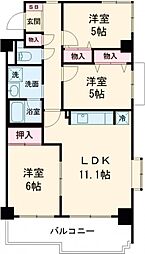 都営大江戸線 光が丘駅 徒歩11分の賃貸マンション 3階3LDKの間取り