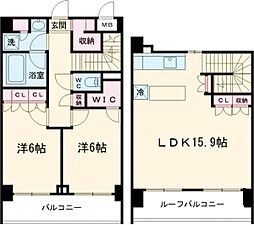 プラウドフラット三軒茶屋II 5階2LDKの間取り
