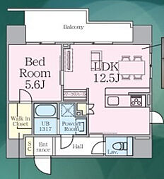 R.W.C. 10階1LDKの間取り