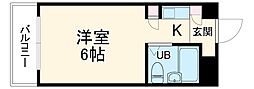 プレスイン城下 3階ワンルームの間取り