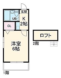 名古屋市営東山線 八田駅 徒歩20分の賃貸アパート 1階1Kの間取り