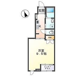 belle prunelle（ベル プリュネル） 1階1Kの間取り