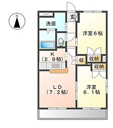 ＫＩＮＧ’Ｓ  ＣＯＡＴ 1階2LDKの間取り