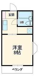 JR東海道本線 天竜川駅 徒歩30分の賃貸マンション 3階ワンルームの間取り