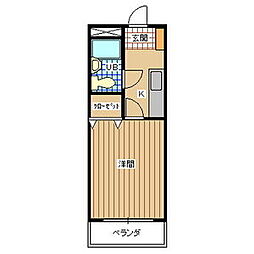 ロイヤルハイツ堀之内 2階1Kの間取り