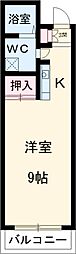 名鉄瀬戸線 森下駅 徒歩6分の賃貸マンション 7階ワンルームの間取り