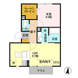 JR武蔵野線 越谷レイクタウン駅 徒歩11分の賃貸アパート 1階1LDKの間取り