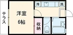 ハイツバンブーII 1階1Kの間取り