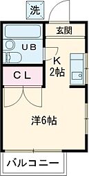 エミネントハイツ 1階ワンルームの間取り
