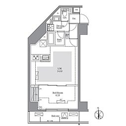 ラグゼナ八王子南町 15階1LDKの間取り