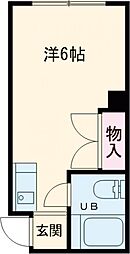 東急田園都市線 三軒茶屋駅 徒歩6分の賃貸マンション 2階ワンルームの間取り