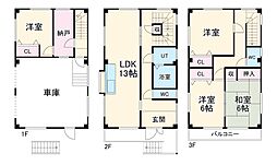 清須市西枇杷島町小田井戸建 1階4SLDKの間取り
