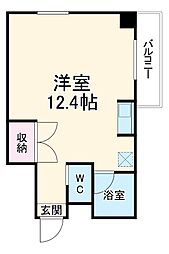 ライセル里 7階ワンルームの間取り