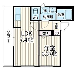 ルミエール朝霞台 3階1DKの間取り